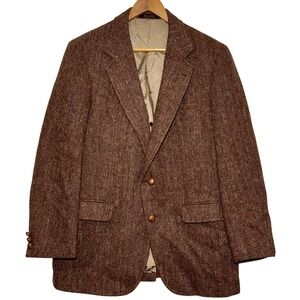 VTG Stanley Blacker Harris Tweed Scottish Wool Blazer USA Horn Buttons 70s 80s